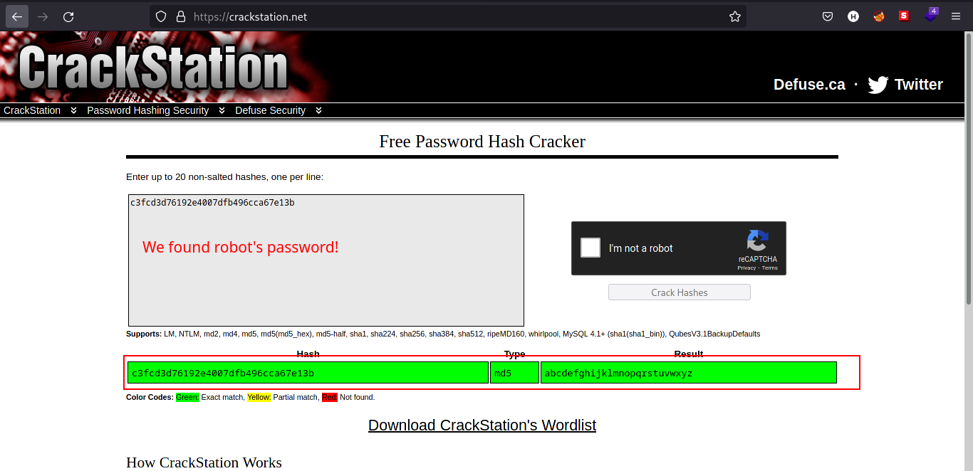 Cracked Robot password